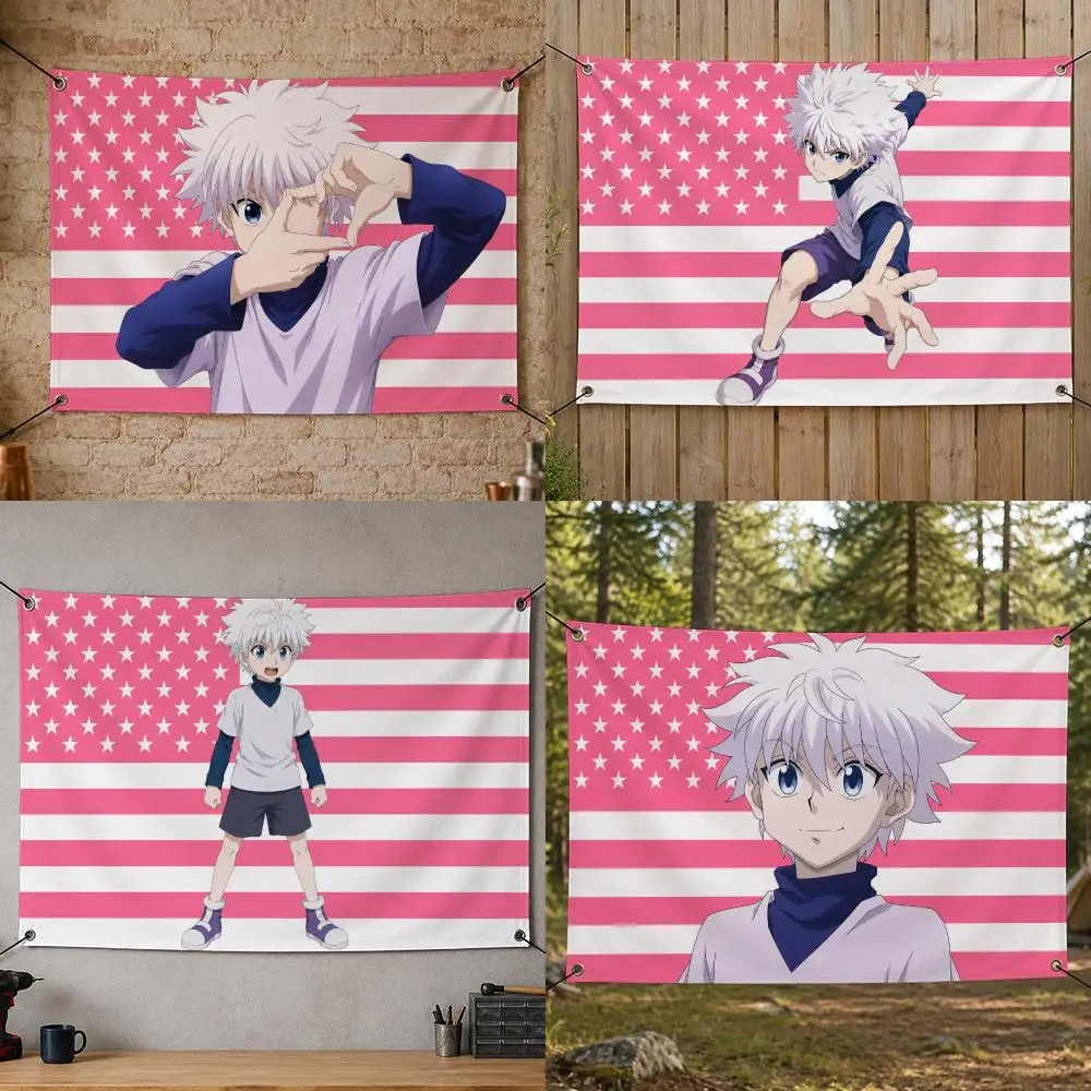Anime K-Killua Zoldyck Hunter Hunter Adventure Flags Flag Banner for Bedroom Dorm Party Home Living Room Wall Garden Gift