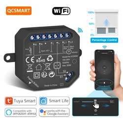 Tuya Smart Life 4ª Geração Interruptor Cortina, Roller Shutter Module, Percentagem, Controle Remoto de Voz, via Google Assistant, Alexa