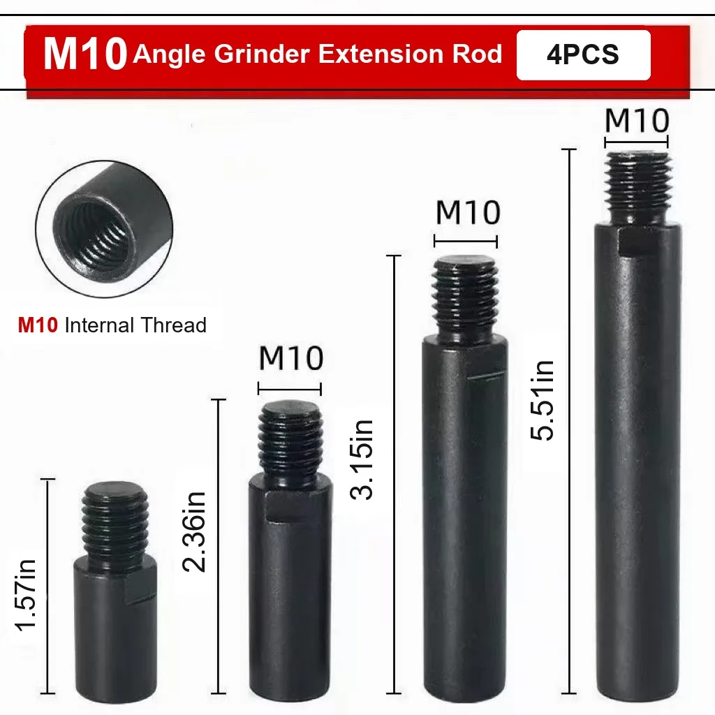 Angle Grinder Extension Rod 4 PCS, M10 Extension Shaft 40/60/80/140mm, Lengthen Connecting Rod Adapter for Grinder