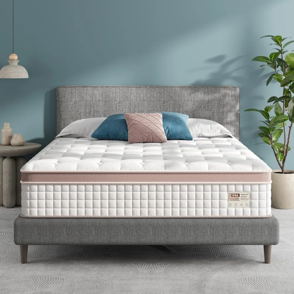 Queen Mattress, 14 Inch Medium Firm Mattress in A Box with Gel Memory Foam Pocket Spring Motion Isolation