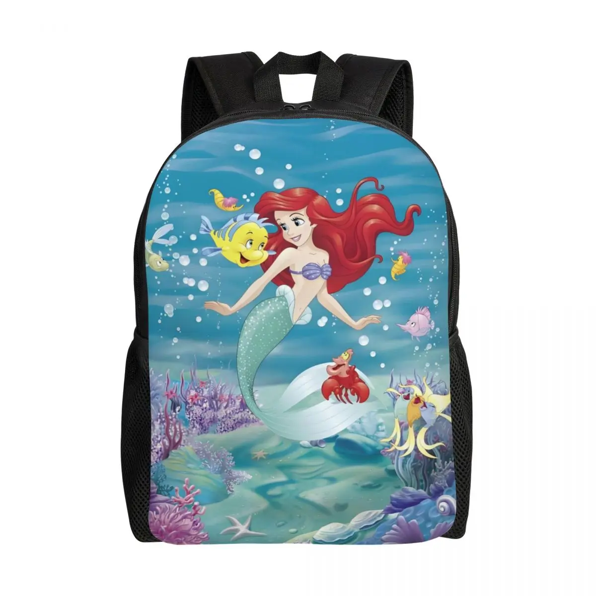 

Custom 3D Print The Little Mermaid Backpack for Boys Girls Kawaii Princess Cartoon School College Travel Bags Men Women Bookbag