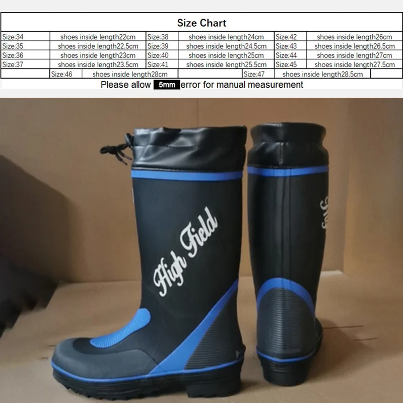 Waterproof Fishing Hunting Boots, Wading Rubber Sole High Rain Boots, Anti-slip Reef Rock Fishing Hiking Shoes, Water Shoes