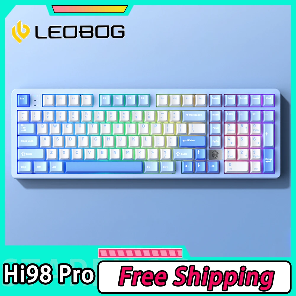 LEOBOG Hi98Pro لوحة المفاتيح الميكانيكية 3 وضع سبائك الألومنيوم RGB لوحات مفاتيح الألعاب اللاسلكية 1000 هرتز طوقا ألعاب الكمبيوتر ملحق مكتب