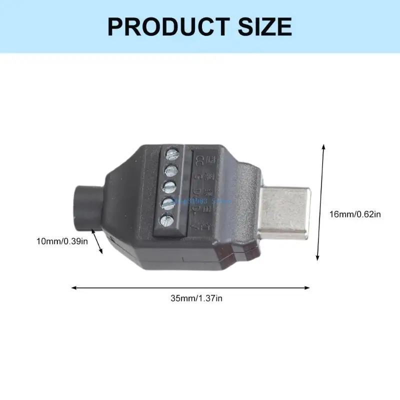 L4MA USB C Male Plug Connector 4Pin/5Pin Interfaces Adapter Solderless Support 65W