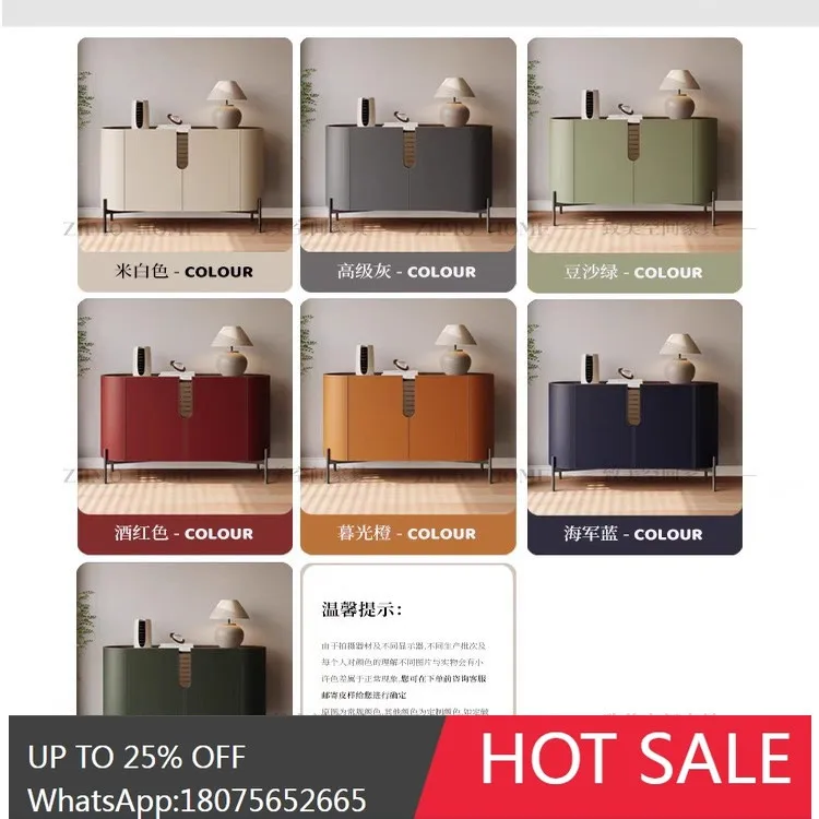 MJY حافة طعام جلدية ذات سرج إيطالي، خزانة تخزين ذات سعة كبيرة، شقة صغيرة حديثة وبسيطة #5