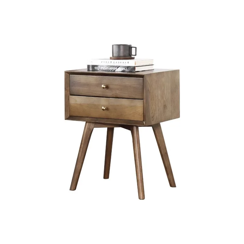 

Nordic solid wood log drawer bedside table modern simple side cabinet mini art storage