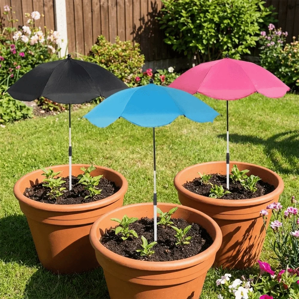 65cm Telescopic Plant Umbrellas Larger Adjustable Garden Shade Umbrella Lightweight Decorative Plants Shade Cover Outdoor Plants