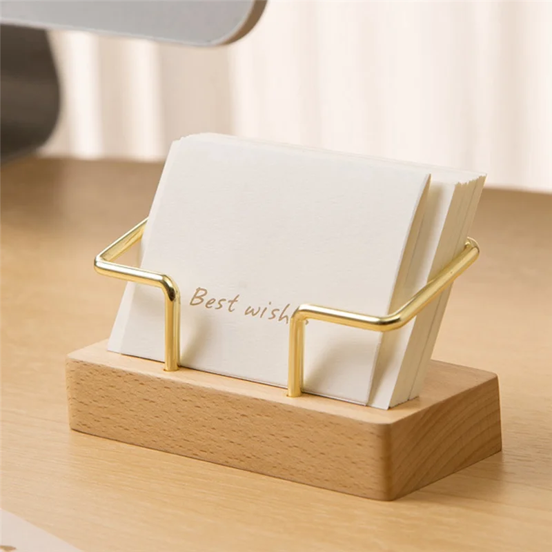

ABKN-1 Piece Business Card Holder Organizer Office Desk Display Stand Memo Counter Accessories Tabletop Shelf Home,Beech Wood Co