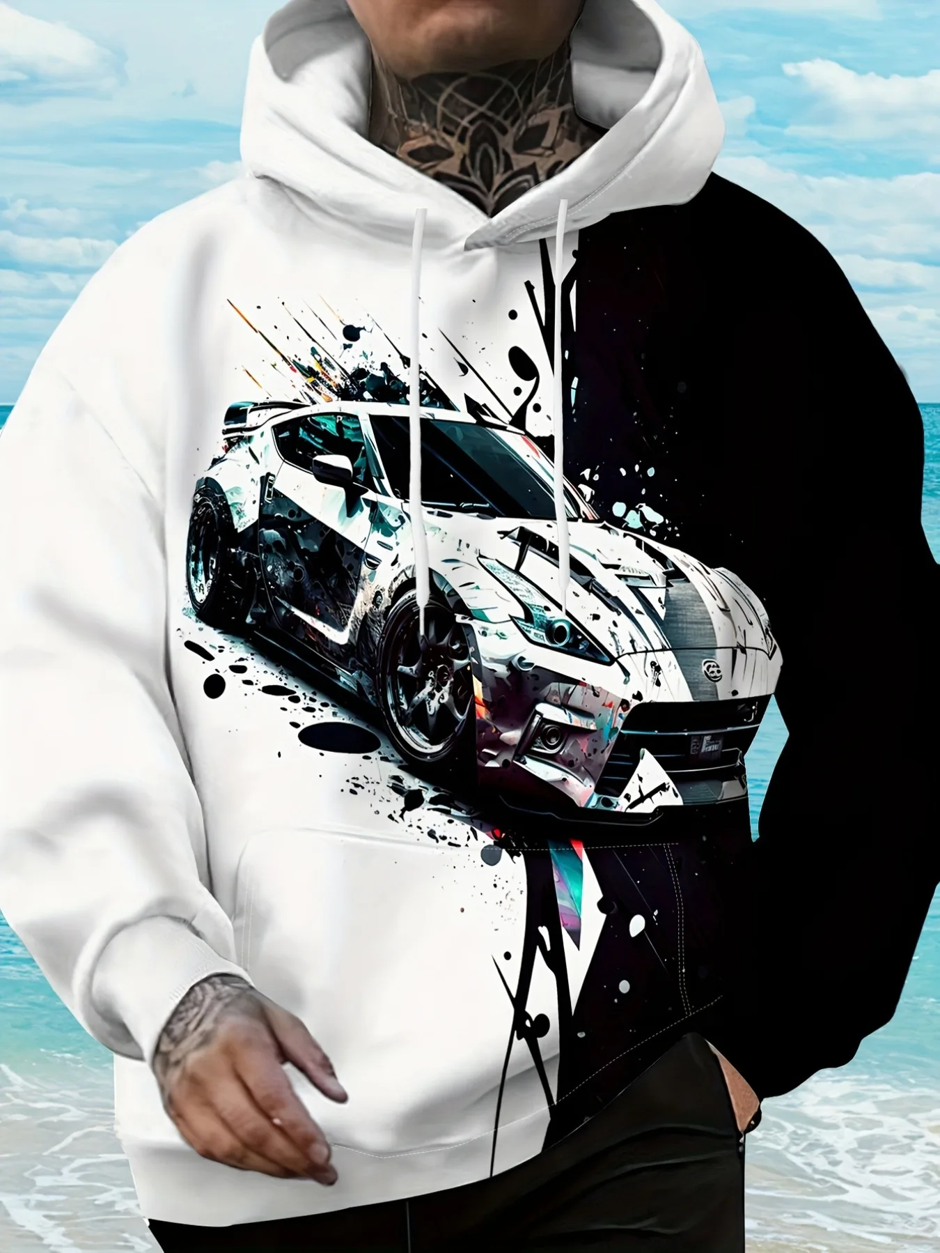Men Women Racing Car Graffiti Hoodie 3D Full Print Casual Pullover Hooded Sweatshirt Hip Hop Sport Streetwear Tops