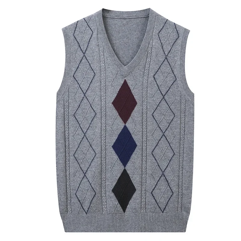 

Men's Winter Sweater 2024 New Knitwear Vests for Men Solid Sleeveless Men's Vest Casual Slim-fit Plaid Business Sweaters