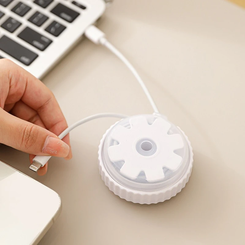 1PC Rotating Cable Winder Portable Retractable Data Line Storage Box Handy Cord Rolling Organizer To Prevent Wire Knotting