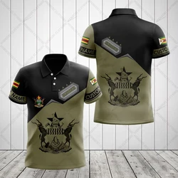 Zimbabwe Flag & Coat of Arms Customized Polo Shirts Summer Casual Streetwear Men's Fashion Loose Jersey Plus Size Sportswear