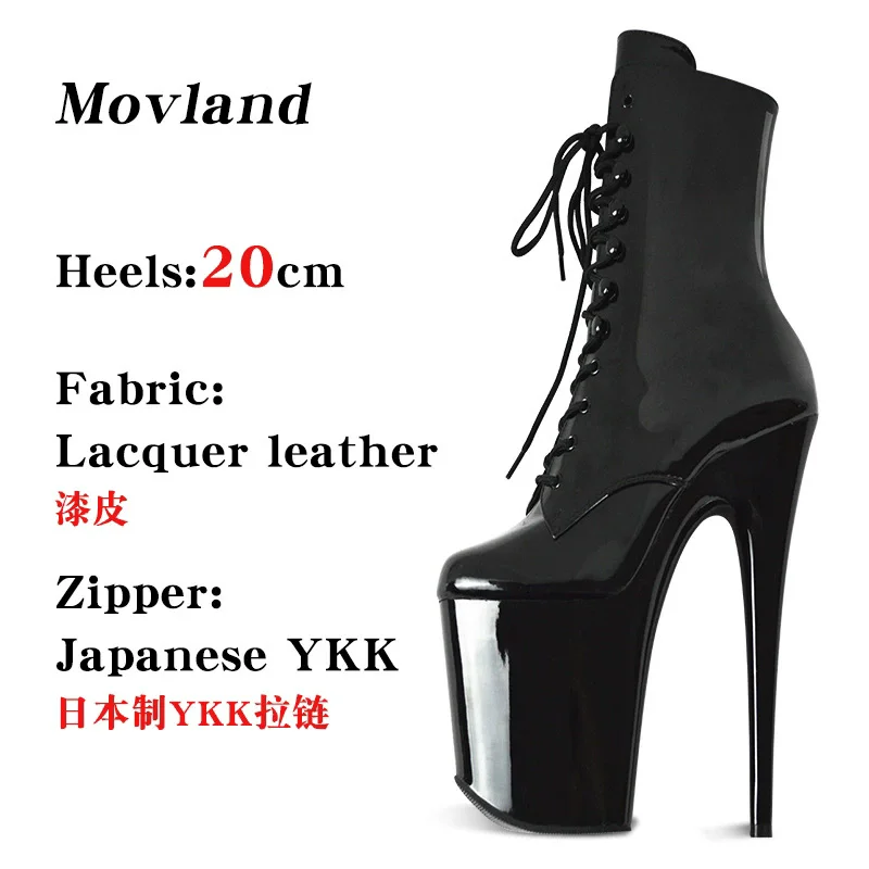 

New platform 20cm stiletto heel patent leather glossy model catwalk sexy boots nightclub performance pole dance shoes