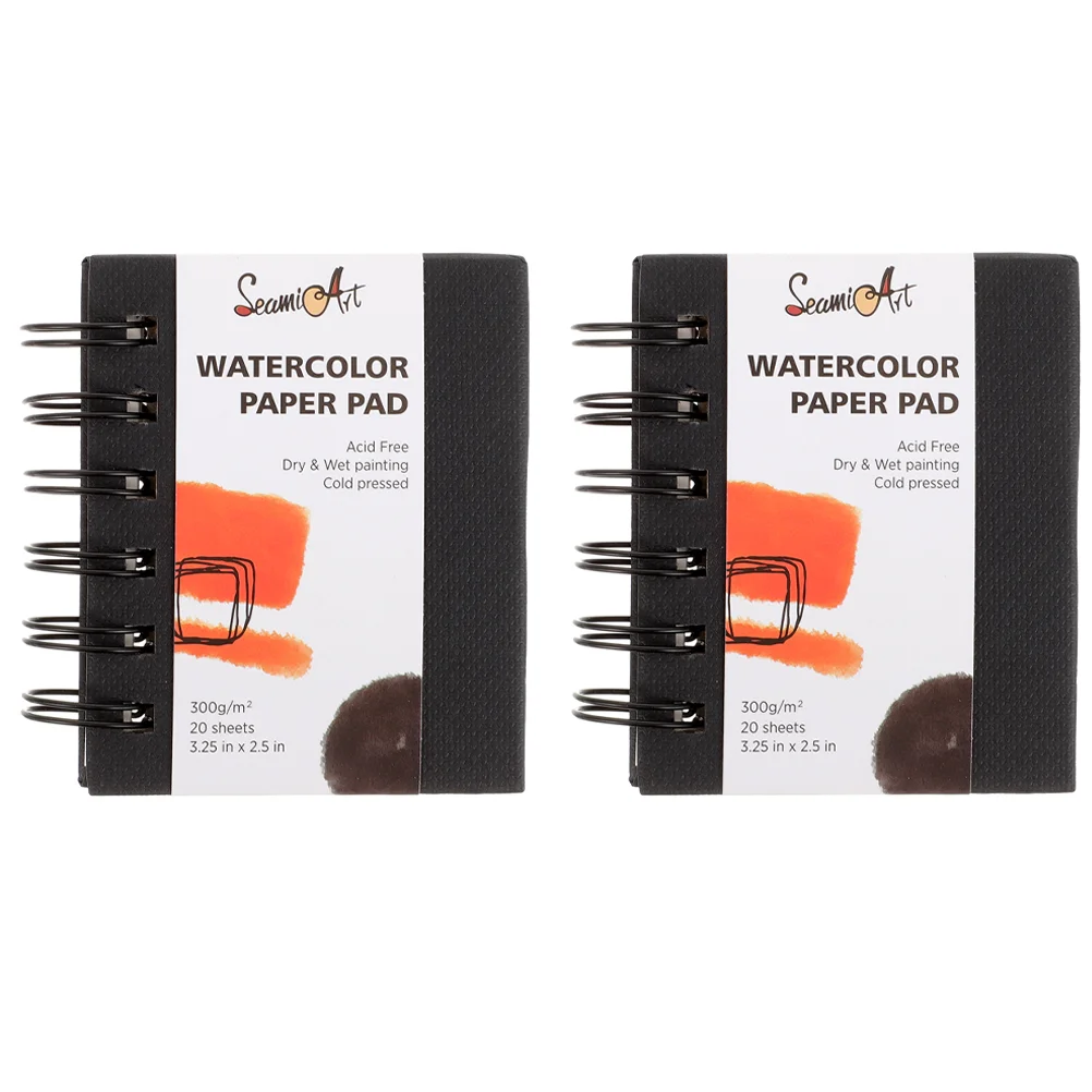 

2 Pcs Paper Watercolor Drawing Book on Wood Pulp Gouache Marker (small Size) 2pcs Note Pads Painting Notepad Picture