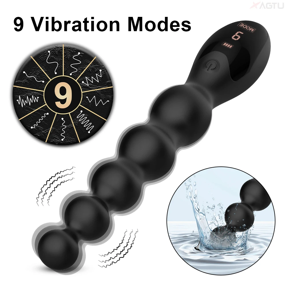 Anal Beads Butt Plug for Women Men Anal Vibrator Prostate Massager Anal Balls Men Silicone Masturbator with LED Screen