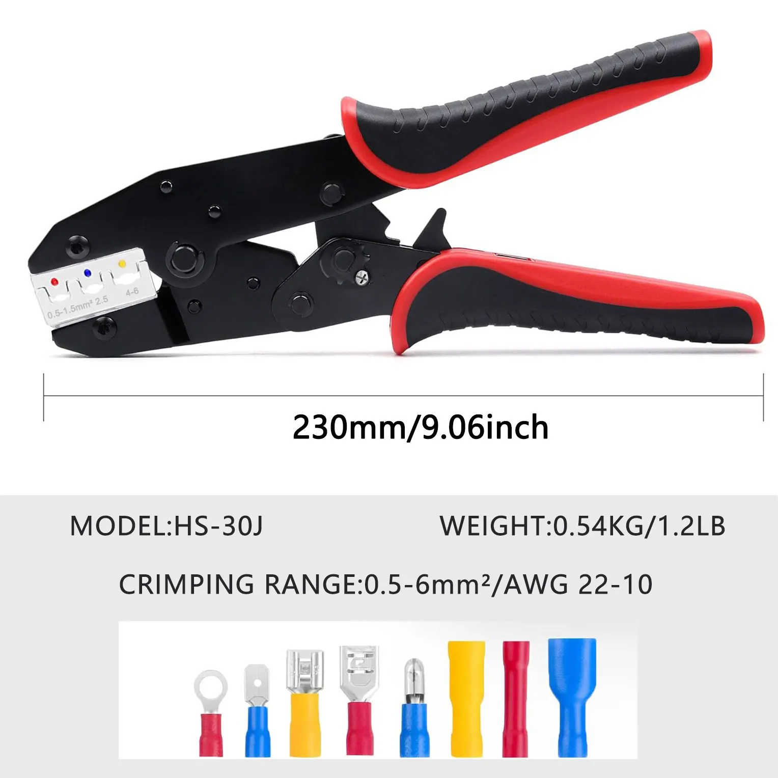 Pre Insulated Terminal Crimping Pliers Kit HS-30J Clamp Insulated Electrical Connector Crimping Tool for AWG 22-10