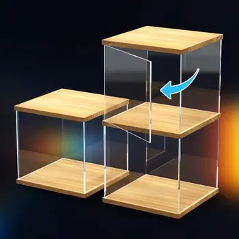 도어가있는 투명 아크릴 디스플레이 상자, 쌓을 수 있는 어셈블리, 수집 및 보호 완구용 방진 쇼케이스, 피규어 