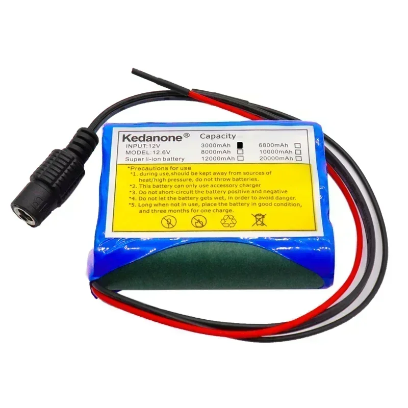 12 V 3000 MAH 18650 แบตเตอรี่ลิเธียมไอออนแบบชาร์จไฟได้และ 12.6V 1A charger กล้องวงจรปิด, ของเล่นชาร์จ