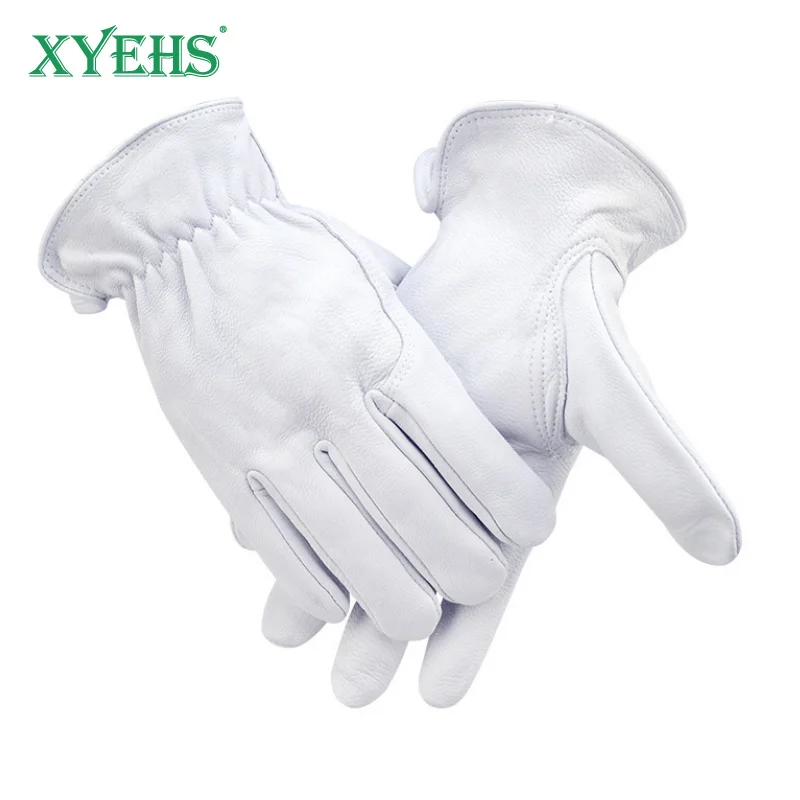 XYEHS 1 Pair Durable Goatskin Leather General Safety Work Gloves For Truck Driving/Warehouse/Gardening/Farm/Construction