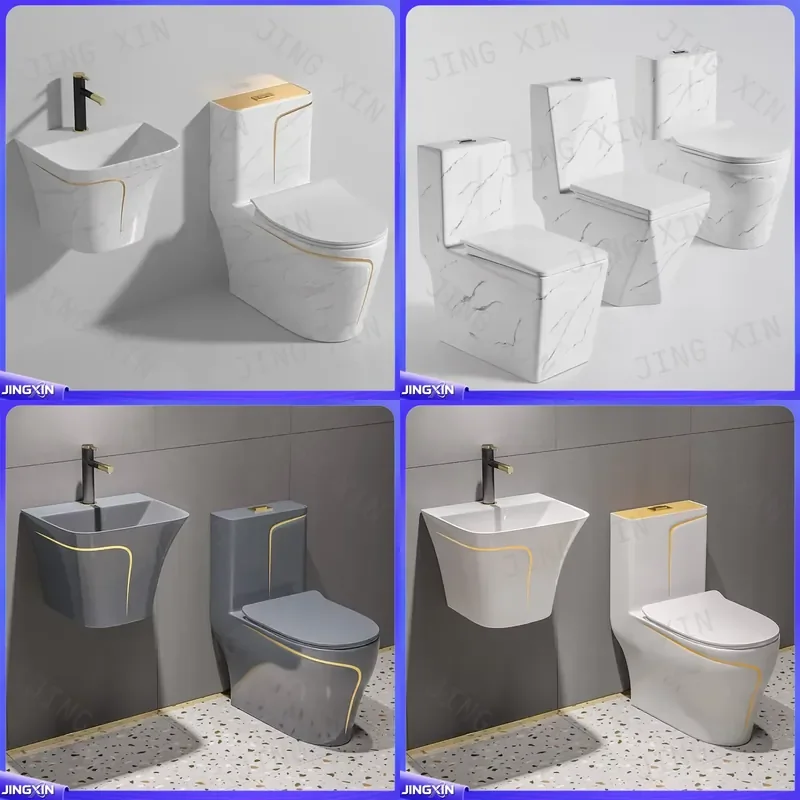 custom for One Piece Ceramic Toilet and Pedestal Sink Set Bathroom Sanitary Ware Suite Wash Basin Commode Combo