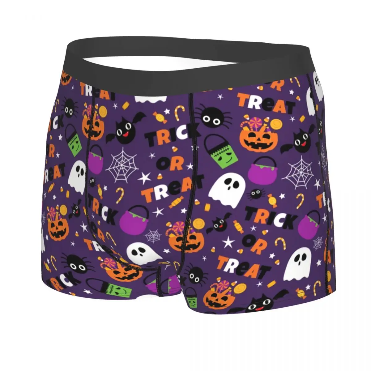 Custom Male Sexy Halloween Pumpkin Bats Underwear Boxer Briefs Men Breathable Shorts Panties Underpants