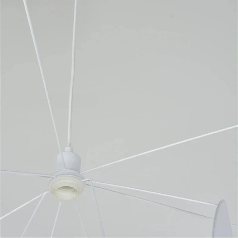 الفرنسية مصمم الأبيض النسيج شاشة الثريا المطبخ جزيرة غرفة المعيشة غرفة نوم ورقة شبكة مصباح ديكور المنزل تعليق الإضاءة #5