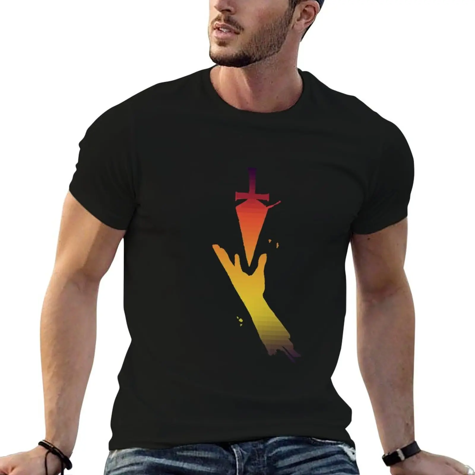 Devil Daggers - Rough Ink - Flame Pixels T-Shirt Daily Work Short Sleeve Top