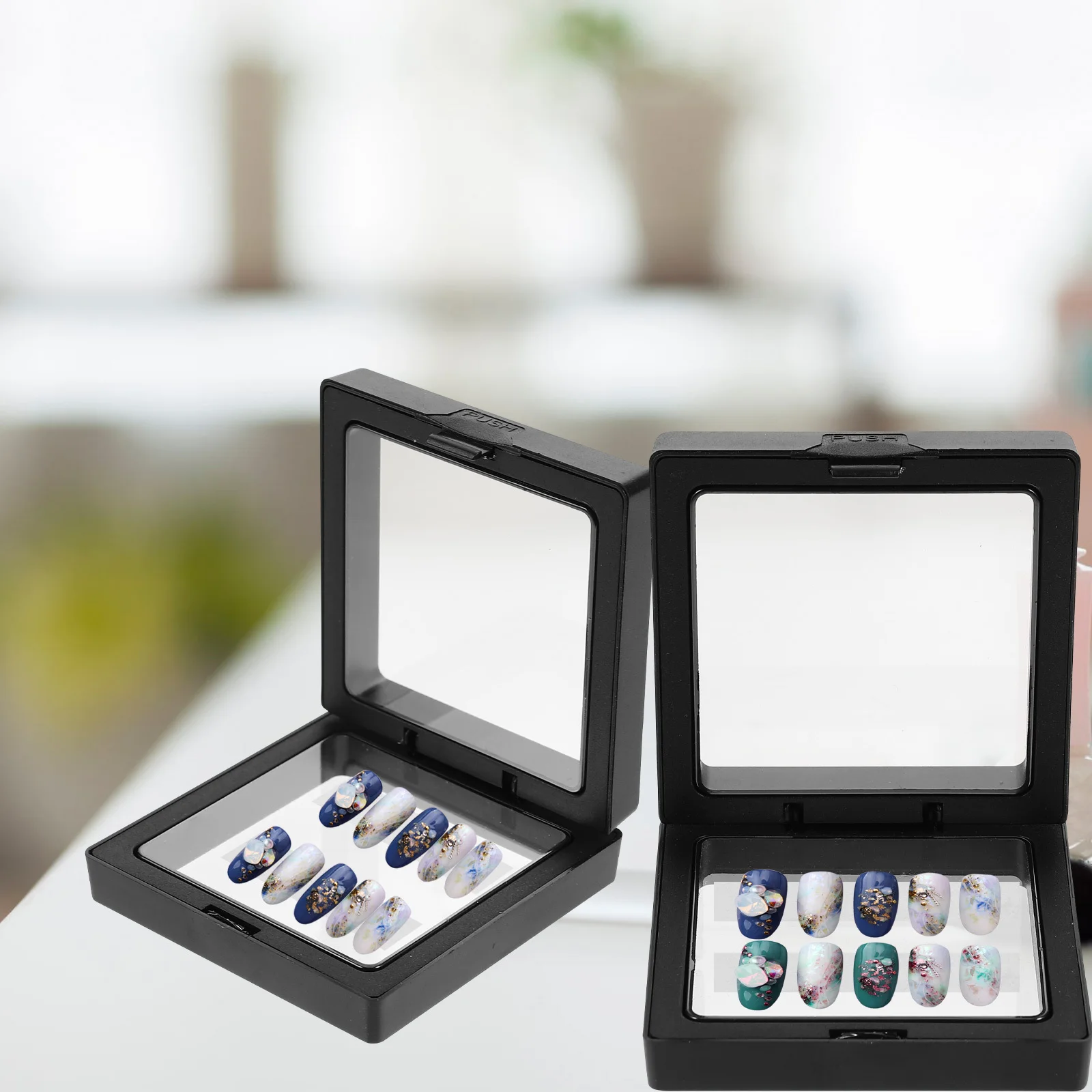 

3 Pcs Tray Acrylic Display Strip False Nail Organizer Shelf Displaying Black Abs Manicure Tool Holder