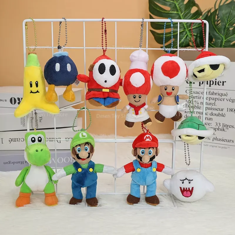 18 Styles Mario Bros Plush Keychain Green Koopa Troopa Toad Boo Luigi Yoshi Shy Guy Morton Ludwig Small Pendant Christmas Gifts