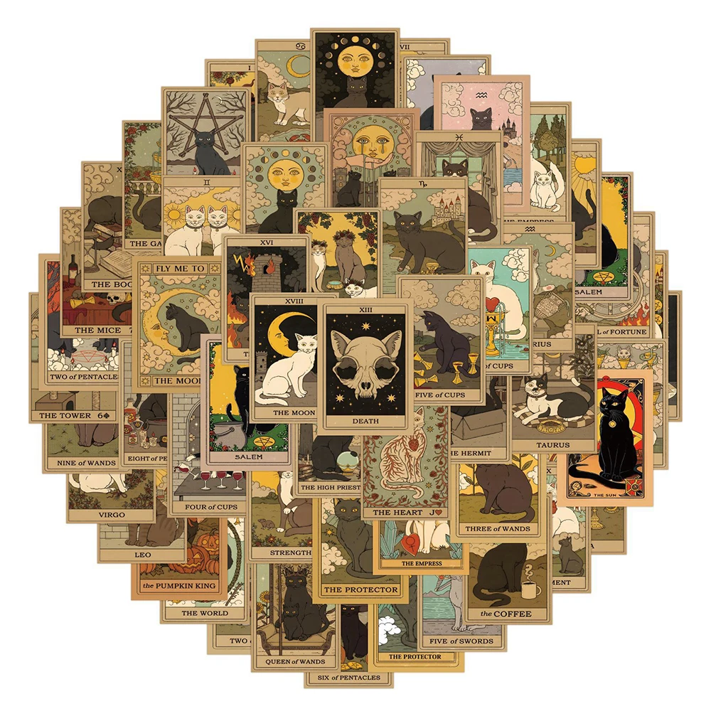 10/30/50/120 قطعة الرجعية القط التارو ملصقات الكرتون القوطية الشارات لزجاجة ماء الهاتف المحمول سكيت الفينيل ملصق مضاد للمياه #2