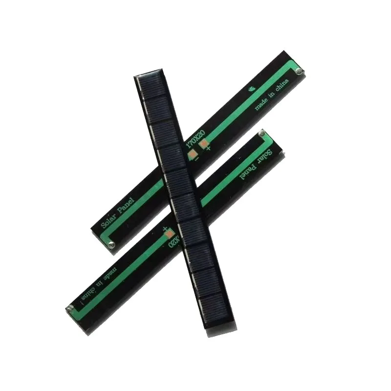 100 Uds. Panel Solar de tira personalizado de 0,4 W 5V células solares policristalinas de tamaño pequeño para juguetes electrónicos hechos por bricolaje luces LED 170*20MM