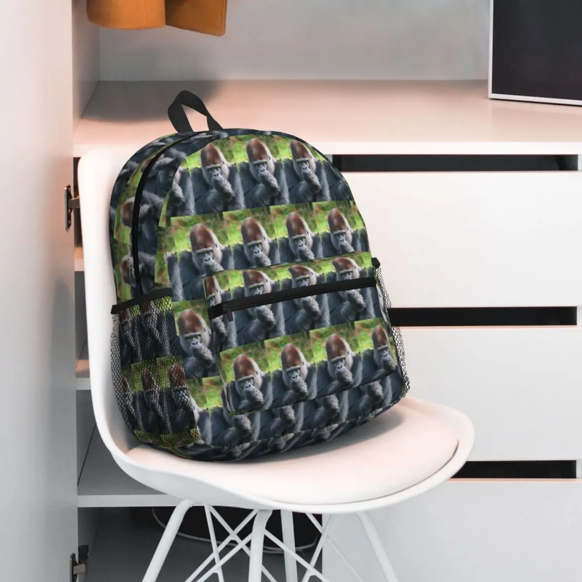 

Piercing Gaze Of A Silverback Gorilla Face Backpack Student BookBag Kids School Bag Computer Shoulder Bags for Boys Girls