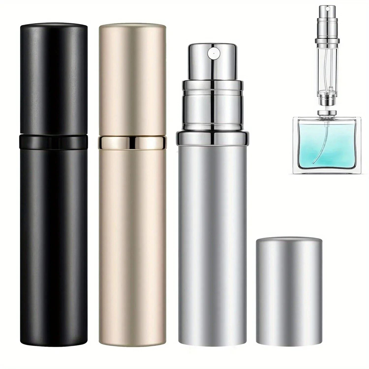 Refillable Perfume Spray Travel Bottle 3-Piece Set 5ml Leakproof Luxury Travel Perfume Refillable Bottle, Portable Perfume Spray