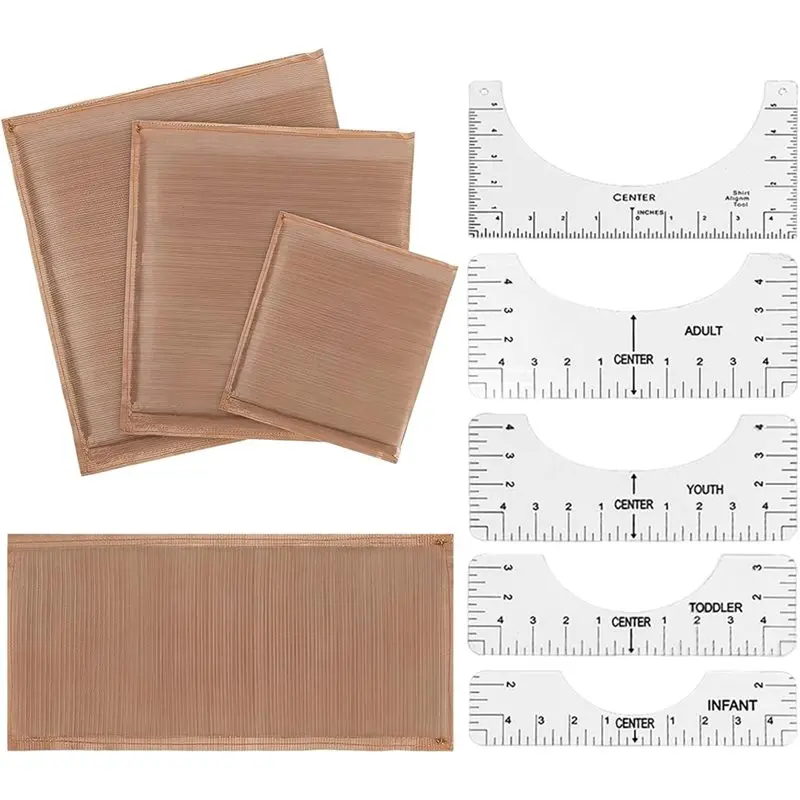 

【Electronic-Accessories】Shirt Ruler Included, 9-Pack Heat Press Accessory And Pads Kit With Multi-Size Pressing For DIY Projects