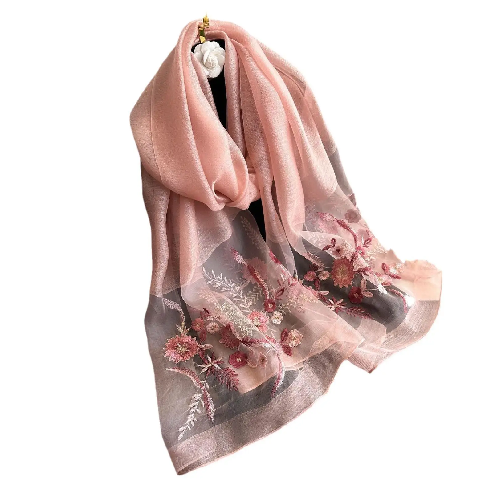 Luxury Brand silk wool Scarf Neckerchief Shawl Wraps Hijab Bandana Women Beach Female Foulard Flower Kerchief Elegant Scarves