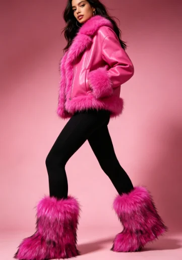 Winter Fluffy Fur Warm, Skin-friendly and Comfortable Snow Boots 2026 New Women's Large Size Solid Color Non-slip Naked Boots