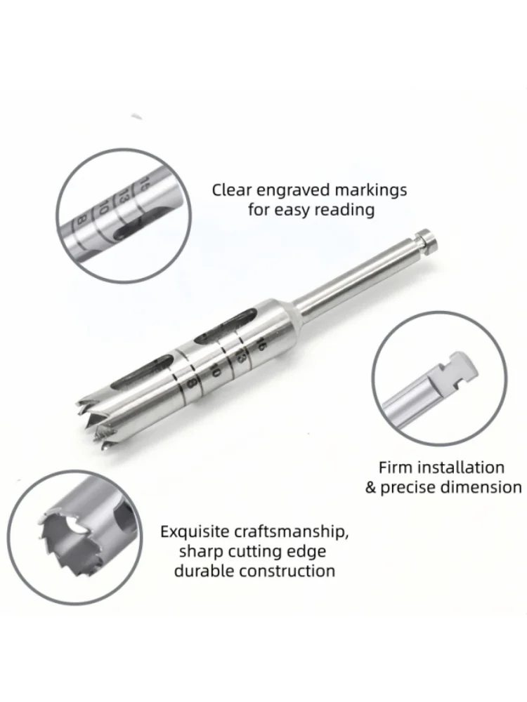 VVDental Bone Trephine Drill Dental Implant Trephine Bur 3mm 4mm 5mm 6mm 7mm Stainless Steel Bone Collector Surgical Tool