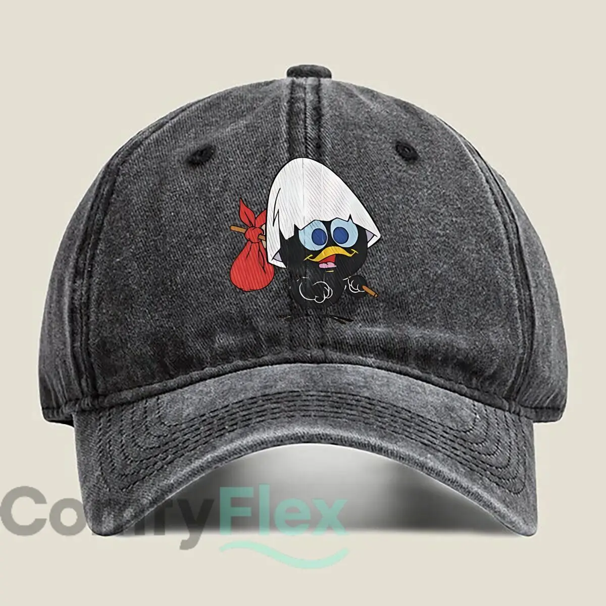 Cartoon Bird with Rice Hat Fashion Washed Baseball Cap Hat Outdoor Activities