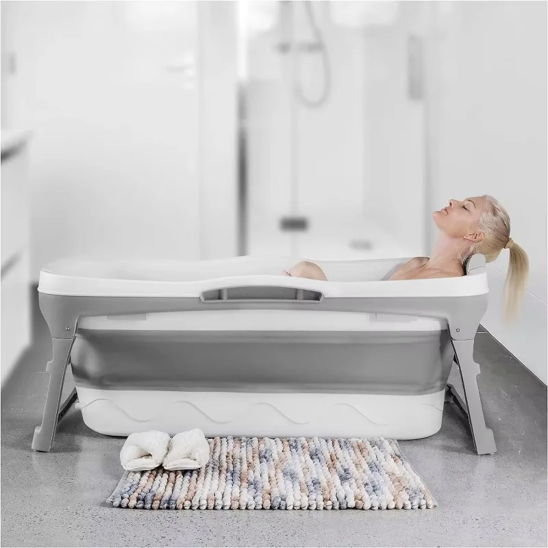 

Portable Bathtub for Adult - Large 56'in Foldable Collapsible tub -Ergonomically Designed for the Ultimate Relaxing Soaking Bath