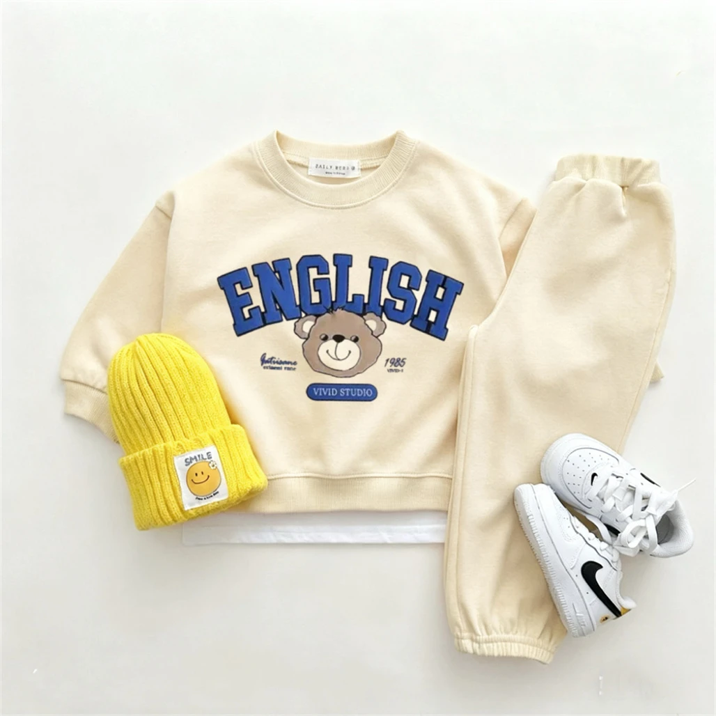 Cartoon Sweatshirts+Pants Two Piece Set 2 3 4 5 6Years Old Kids Long-sleeved Outfits Cute Print Hoodie Loose Pants Tracksuits