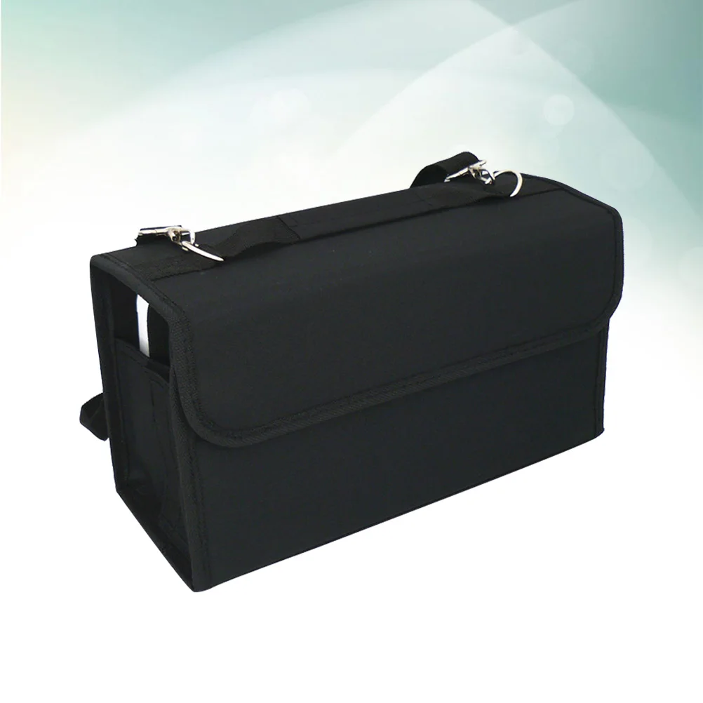 

80 Slots Marker Bag Heavy Duty Nylon Storage Case Detachable Sleeve Elastic Ring Table Easel Countertop Zipper Compartment
