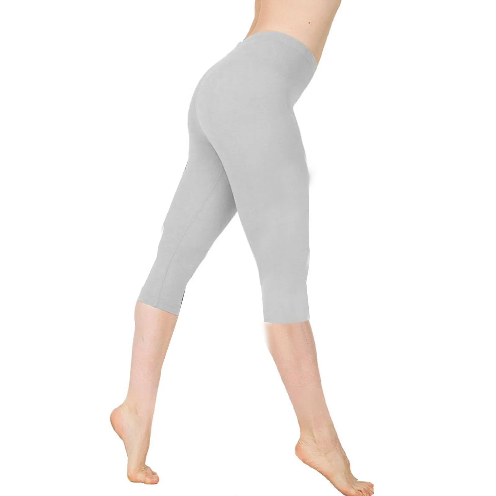 Mulheres cor sólida calças joelho leggings elástico de cintura alta esportes collants esportes ao ar livre fitness esportes leggings calças finas