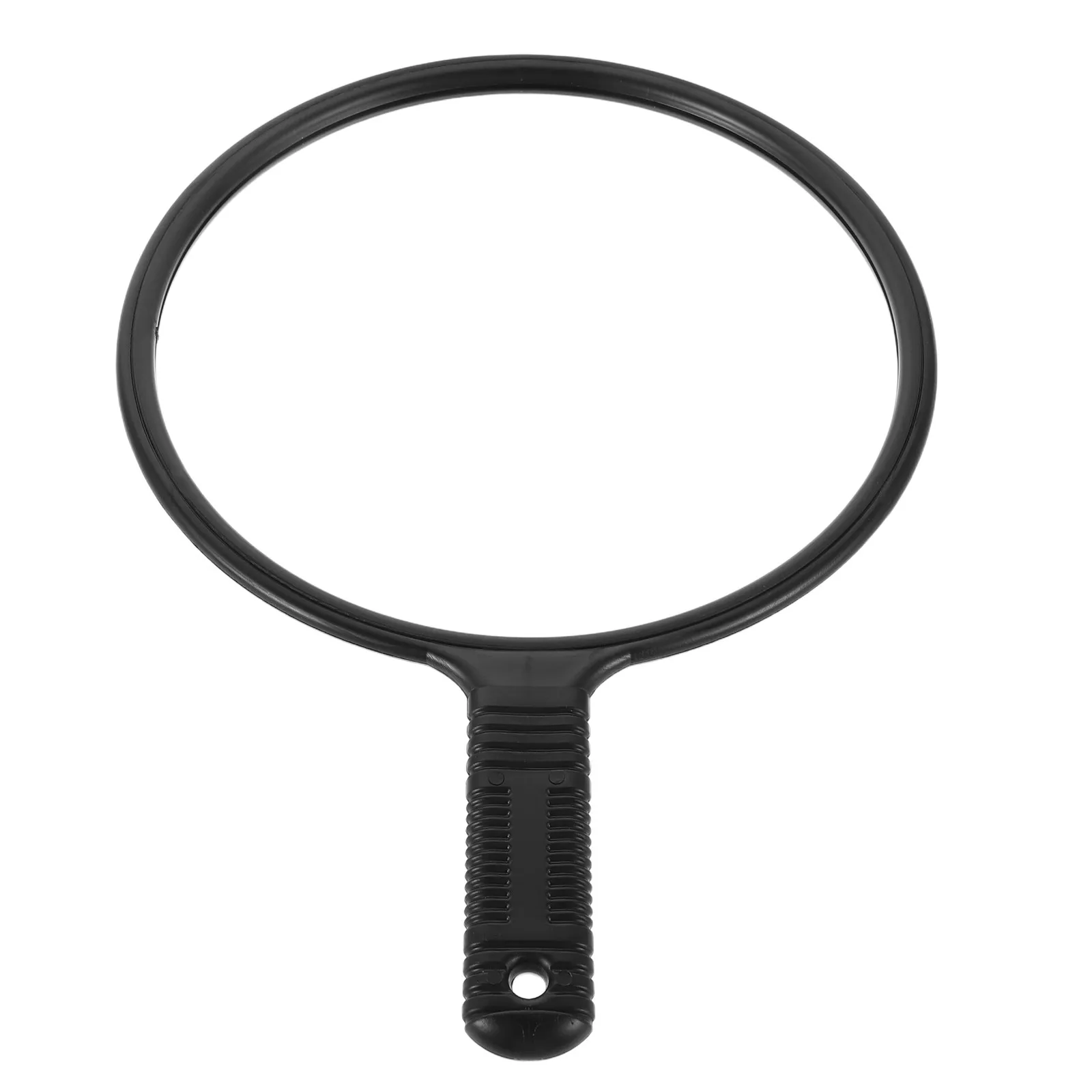 Large Handheld Salon Hairdressing Mirror Black Round Handle for Makeup Beauty Styling Hair Cutting Clear Reflection