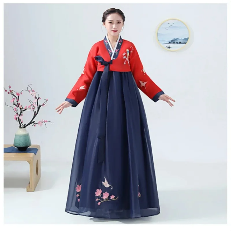

Traditional Korean Hanbok Women Clothing Embroidered Court Dress National Stage Dance Performs 5 Colors Asian Clothes Coreen