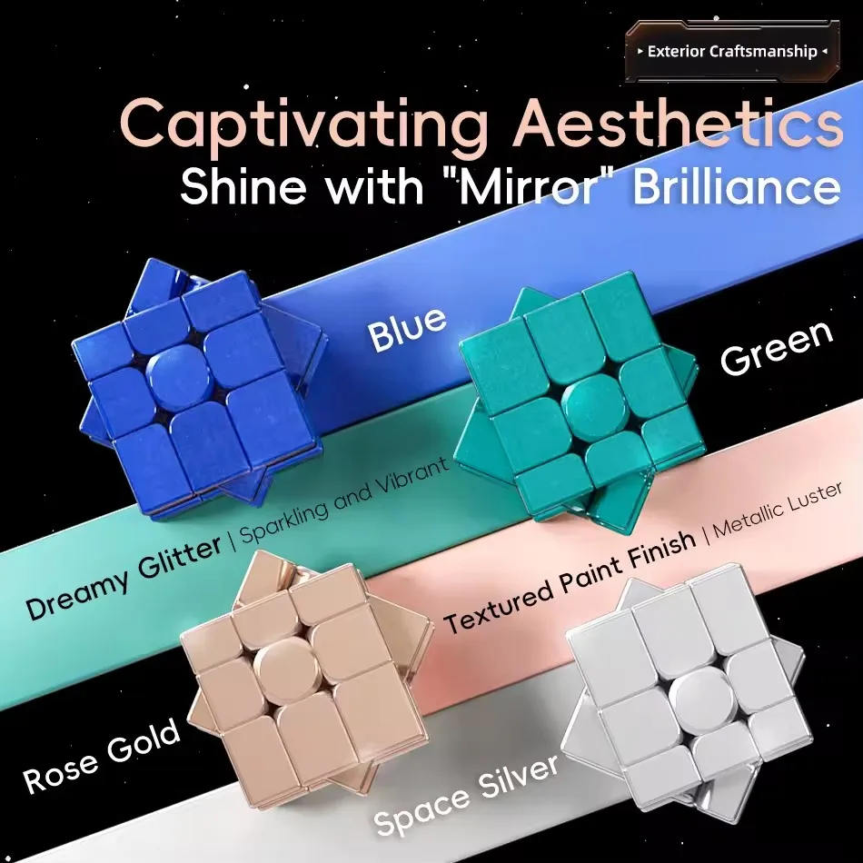 MoYu Mirror V2 3x3 Magic Cube Puzzle Silver Gold Stickers Speed Cubes Professional Learning Toys For Children Gift