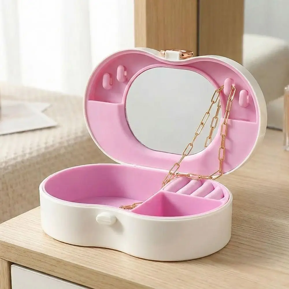 

Вращающаяся пластиковая подставка-органайзер для украшений с крышкой, зеркалом и защитой от пыли, для серег, колец и ожерелий