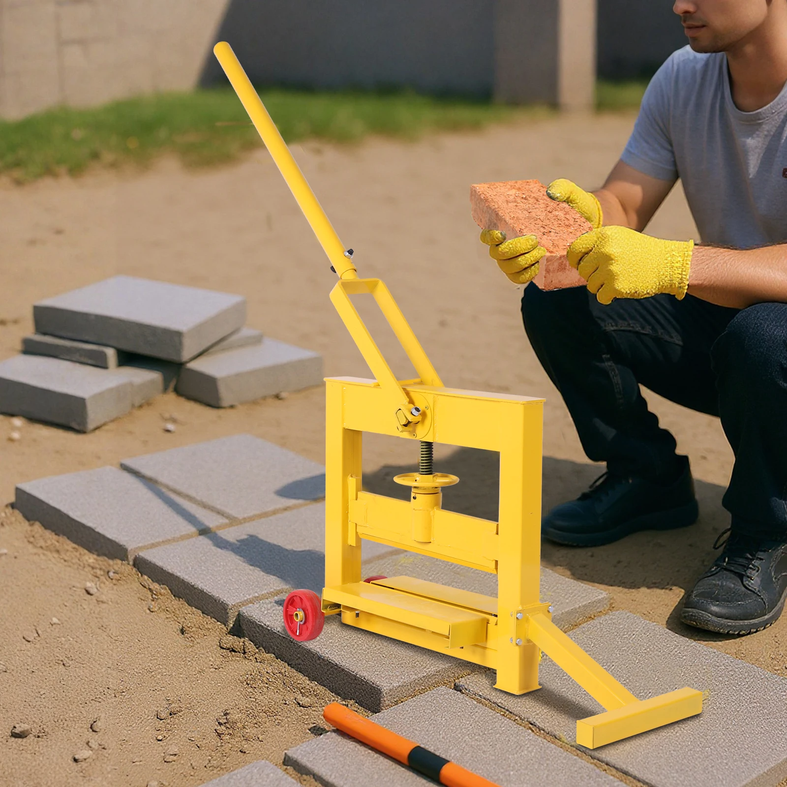 Manual Brick Cutting Machine Small Portable Wheel Brick Cutter Paving Tool Landscaping Stone Brick Cutter Tool