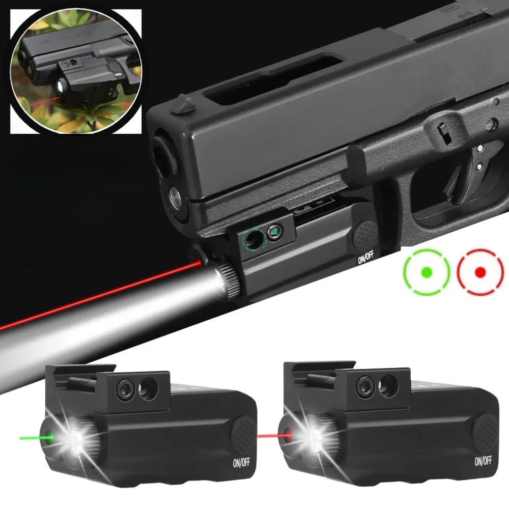 التكتيكية مسدس مصباح ليد جيب كومبو الأحمر الأخضر نقطة سلاح بندقية ضوء للتصوير في الهواء الطلق صالح 20 مللي متر Picatinny السكك الحديدية
