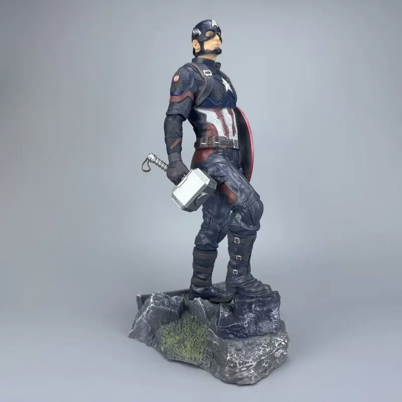 

Hot Marvel Captain America Double Headed Sculpture Can Replace Handmade Avengers 4 Movie Desktop Ornament Model Gift