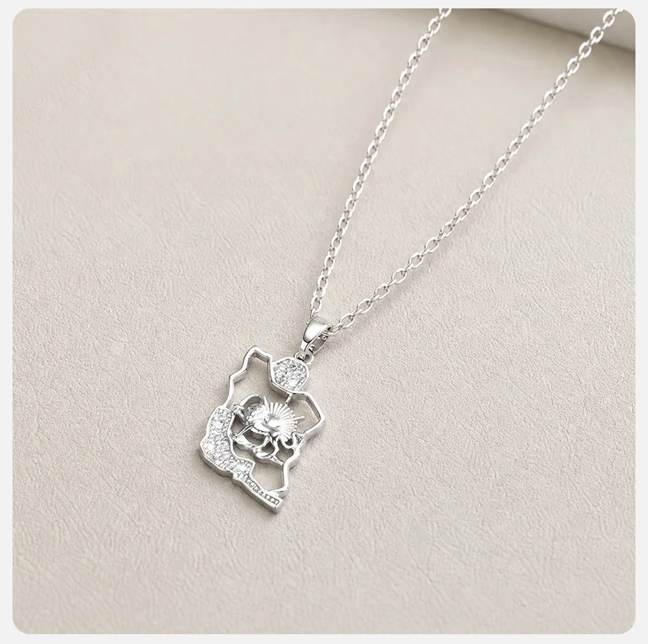 Vnox Vintage Löwen-Halskette für Damen, Kupfer, weiße Zirkonia, iranisch-persische Sonnen-Löwen-Halskette, Statement-Schmuck – Detail 5